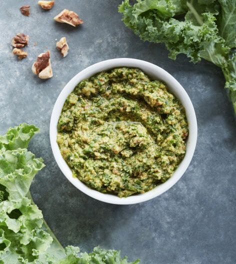 Bowl of kale walnut pesto.