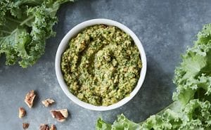 A bowl of Kale Walnut Pesto.