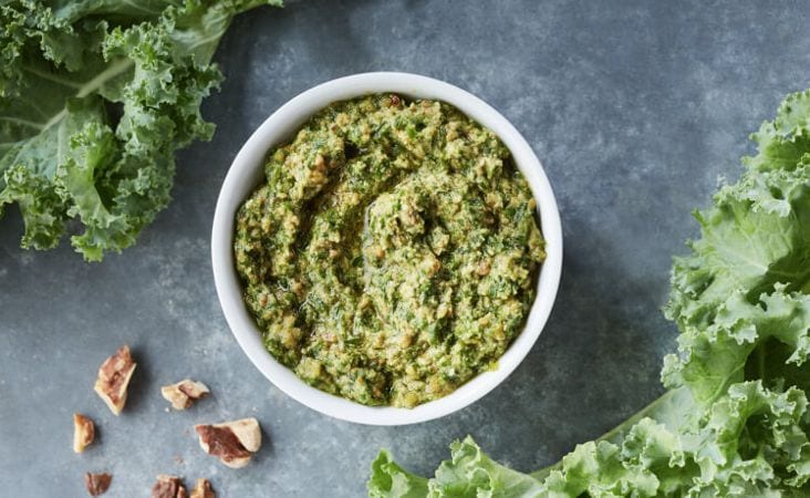 A bowl of Kale Walnut Pesto.