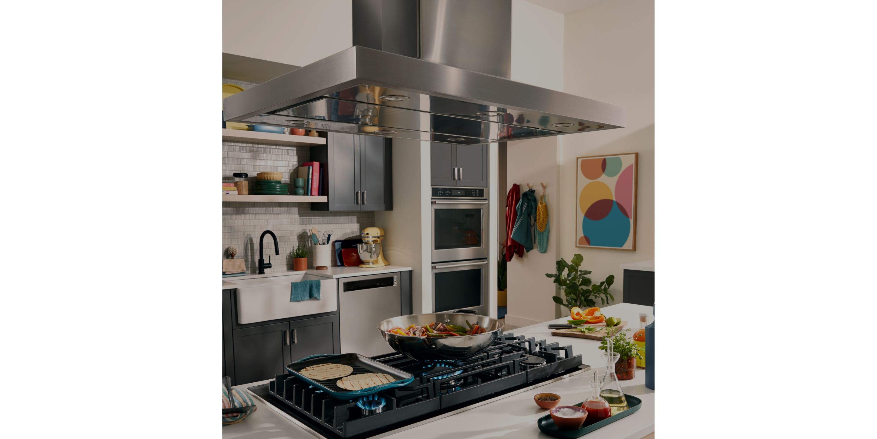 A KitchenAid Cooktop in a kitchen.