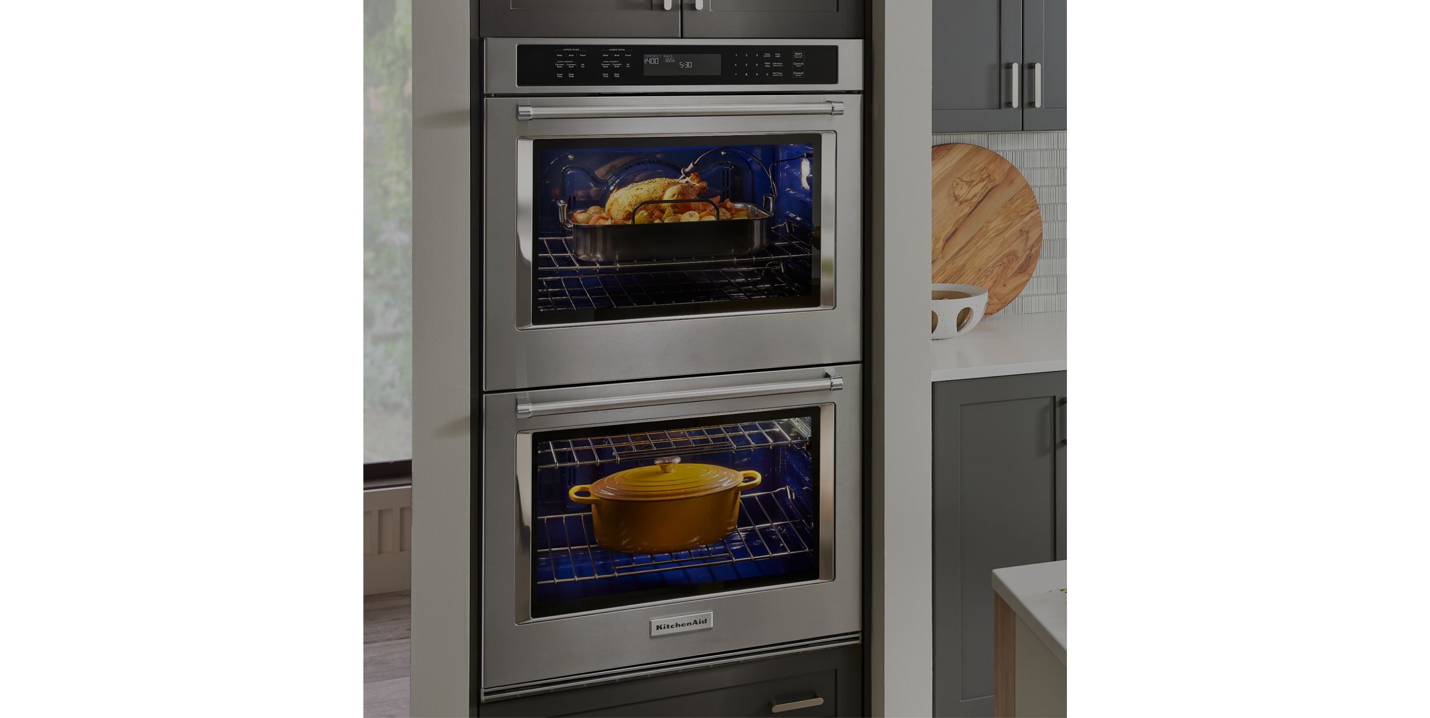 An open KitchenAid® wall oven.