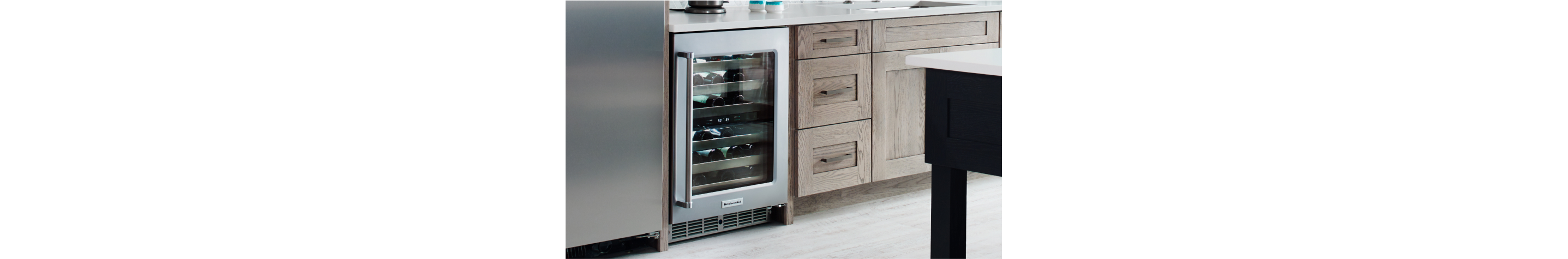 A stocked KitchenAid® Wine Cellar.