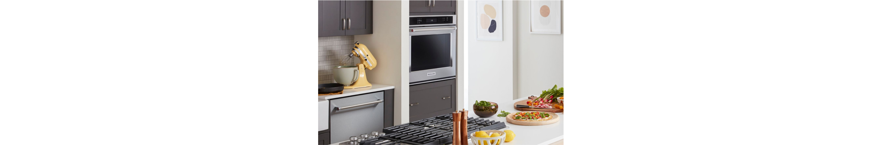 A kitchen with various KitchenAid® appliances. 