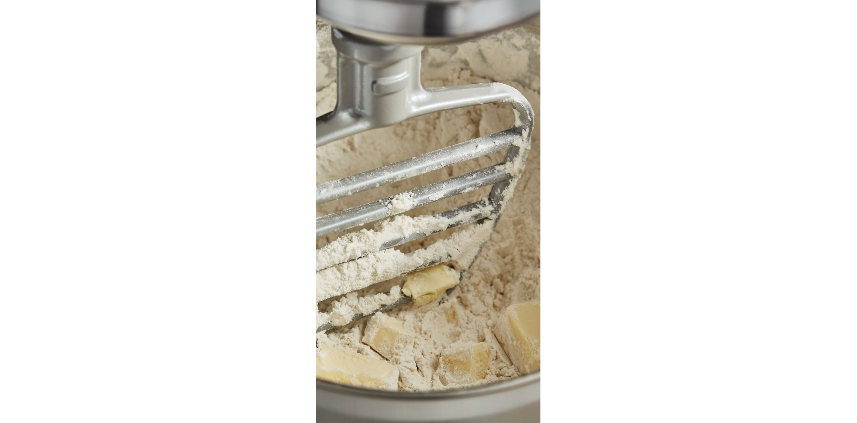 Dough being mixed with the pastry beater attachment.