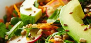 Delicious-looking salad with fresh legumes and vegetables from Yummly!