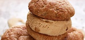 Ice cream cookie sandwiches with banana flavoring -- a recipe from Yummly.