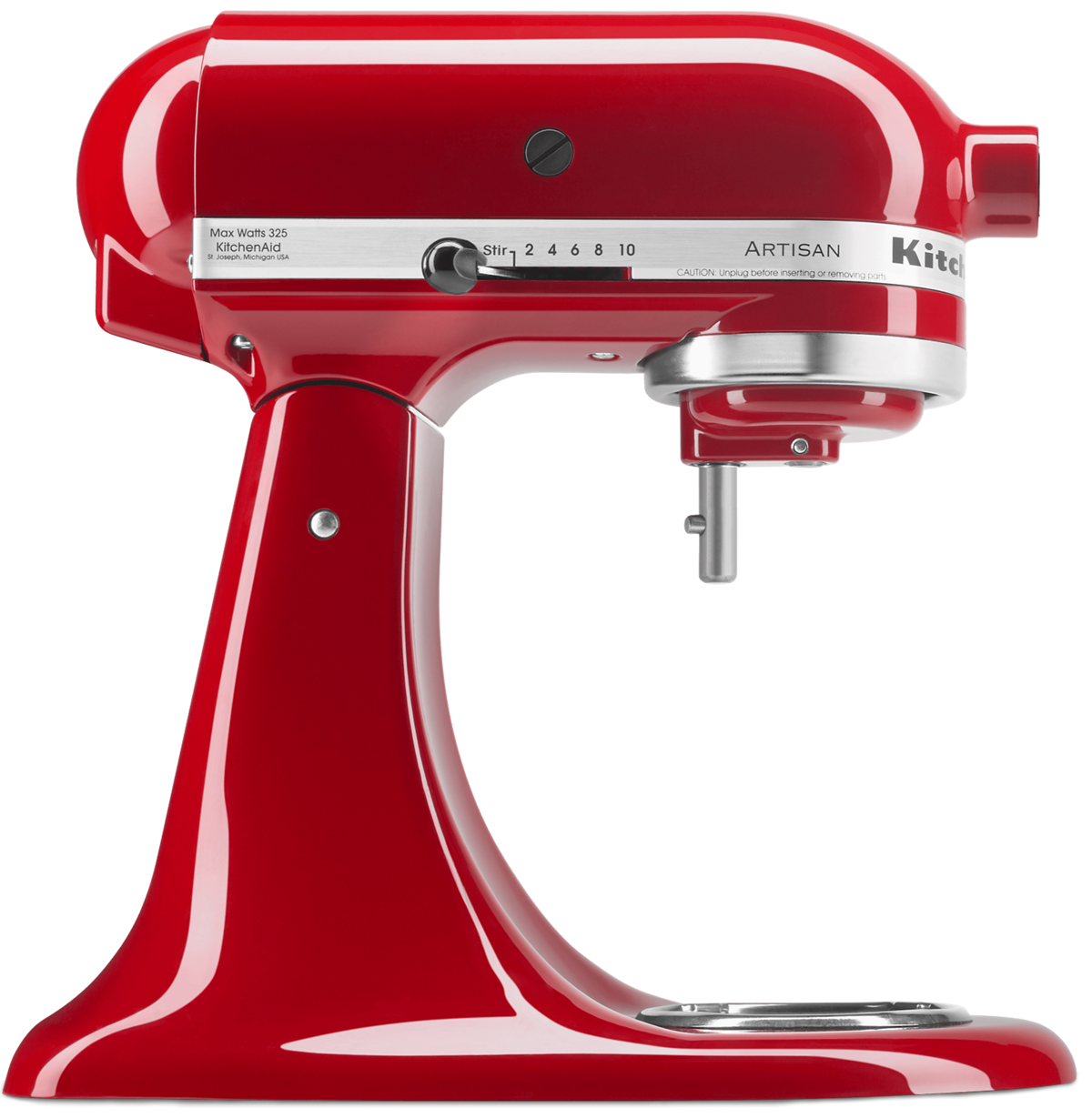 Beautiful, big product shot of a classic, red Stand Mixer.