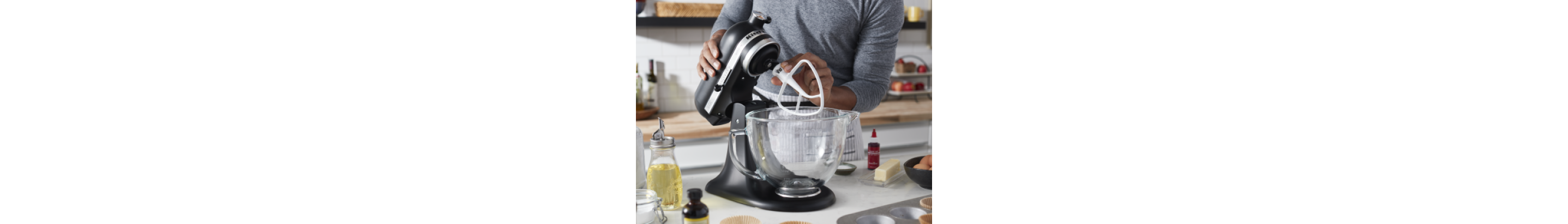 A tilt-head KitchenAid® stand mixer