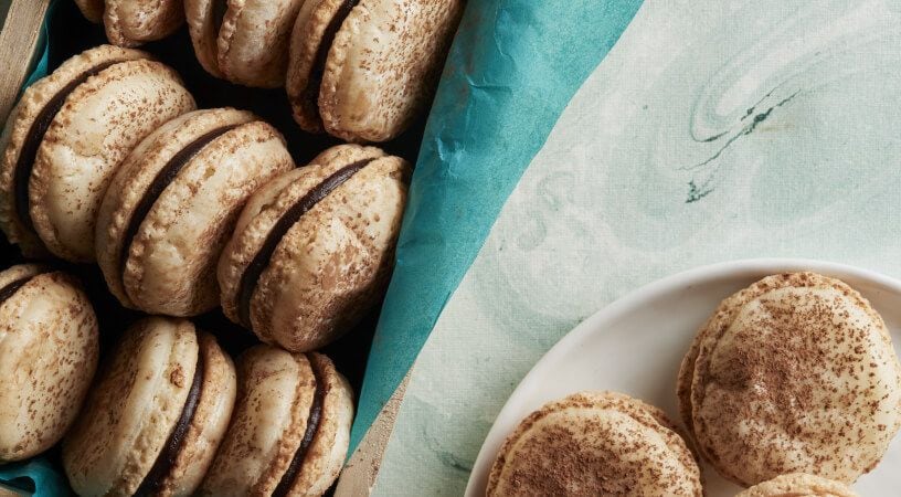 Almond macarons with dark chocolate ganache filling