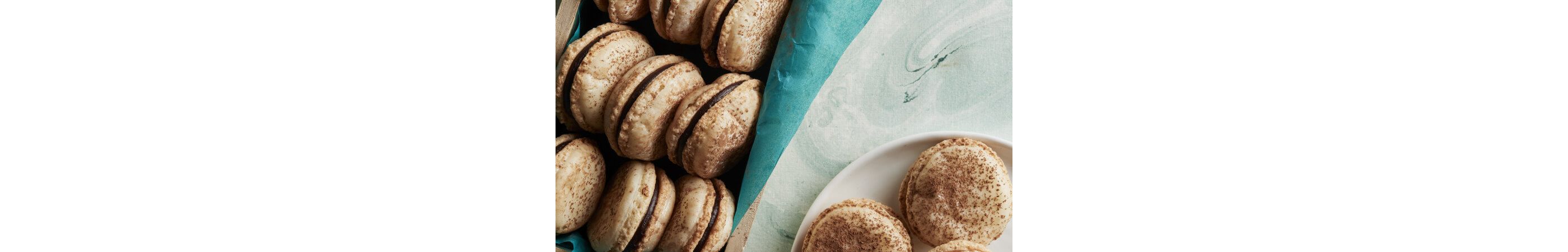 Almond macarons with dark chocolate ganache filling