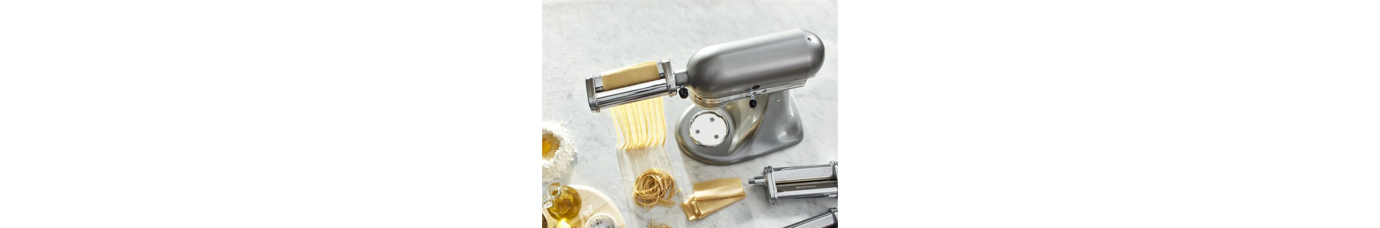 Fresh pasta being made with a Contour Silver KitchenAid® stand mixer