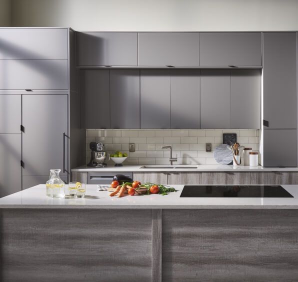 Grey and white kitchen