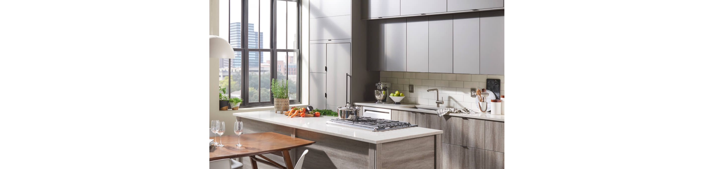 A small kitchen with KitchenAid Appliances