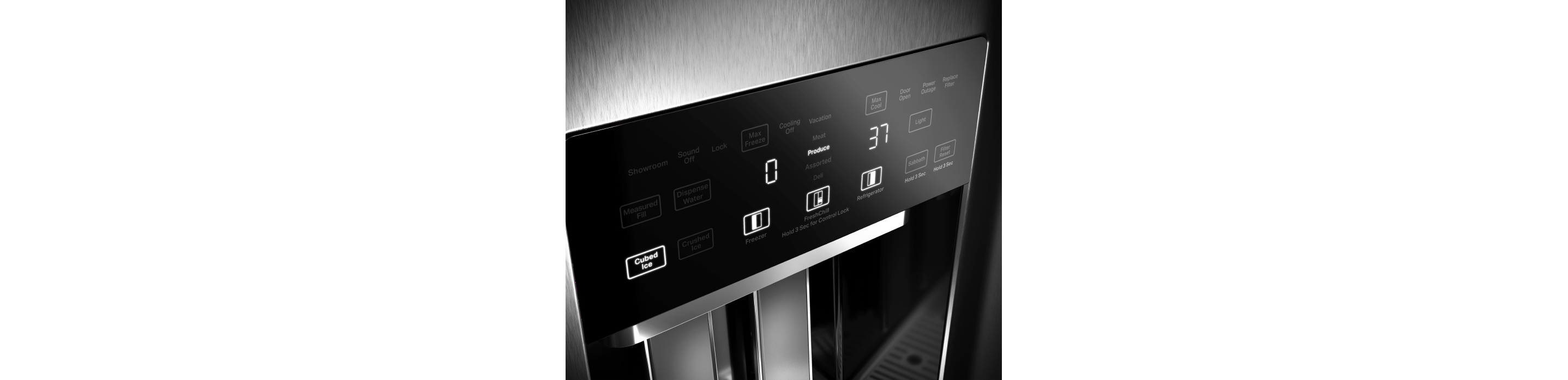External Touchscreen Controls on the KitchenAid® Built-In Side-by-Side Refrigerator