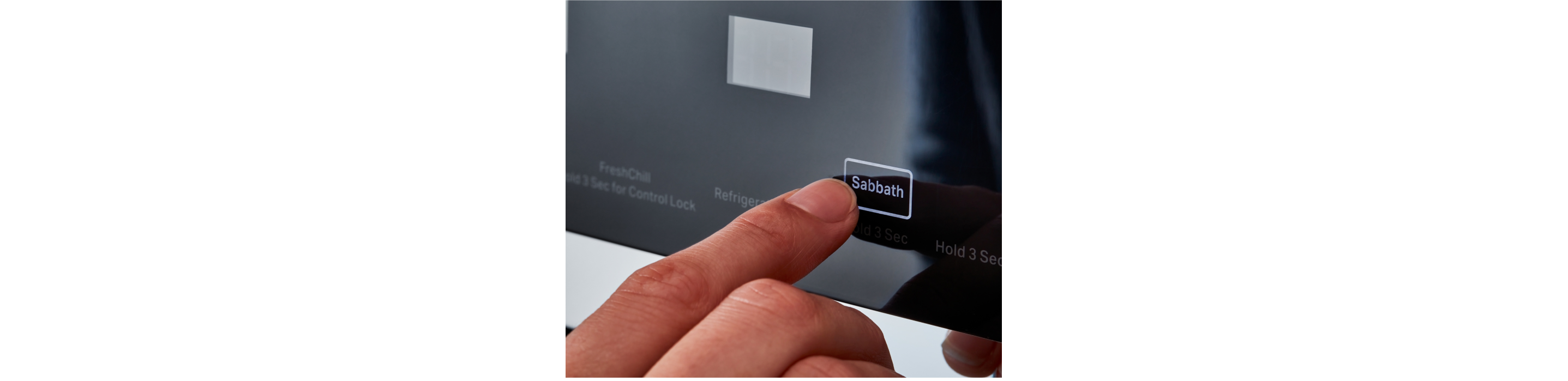Sabbath button on External Touchscreen Controls of the KitchenAid® Built-In Side-by-Side Refrigerator