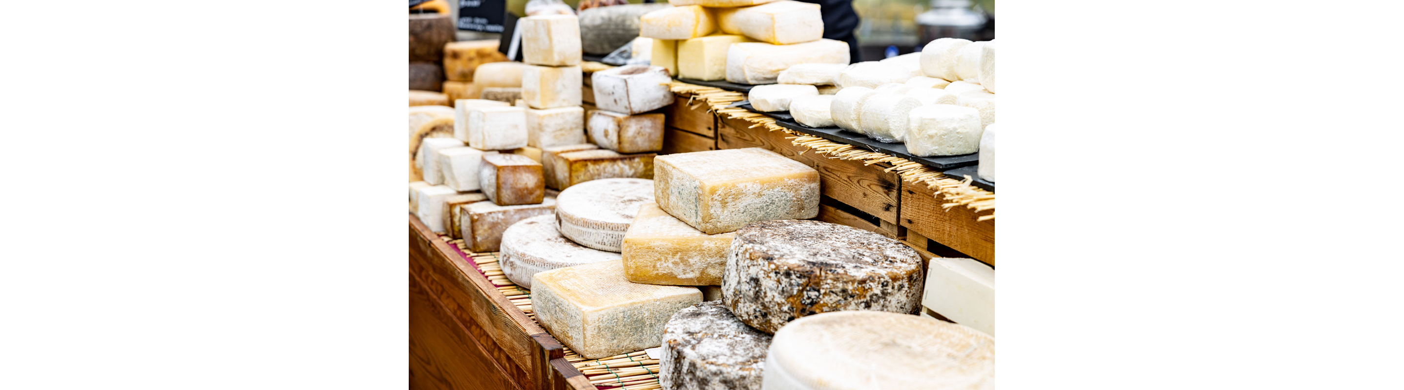 A variety of cheeses.