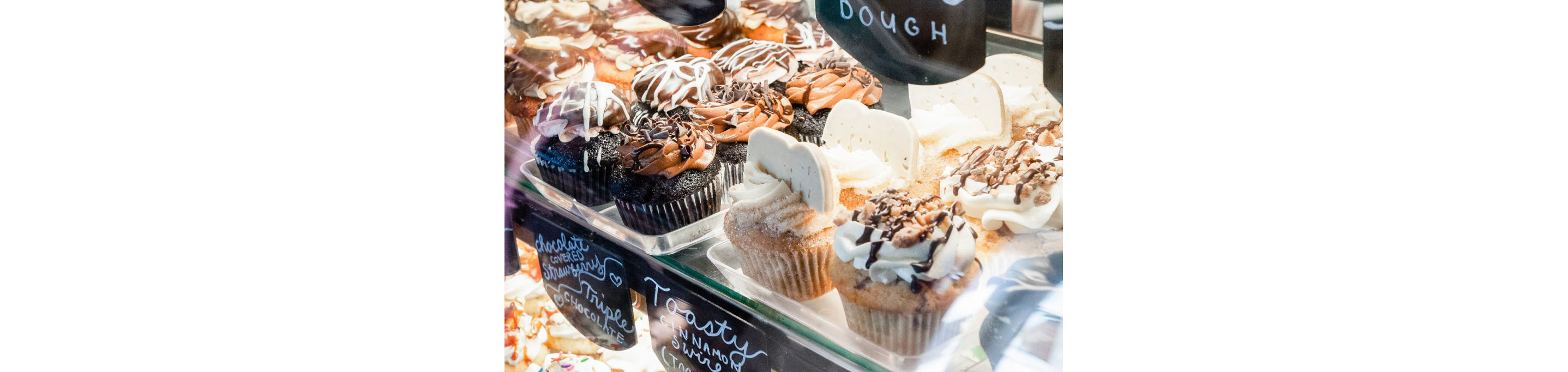 A variety of cupcakes from The Caketeria on display.