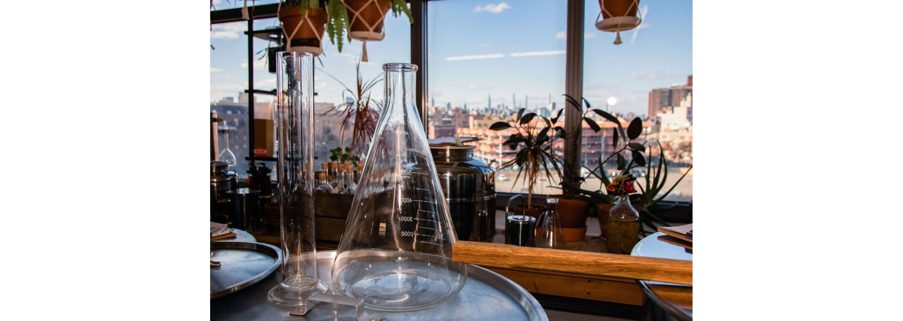 A glass flask used to measure liquid.