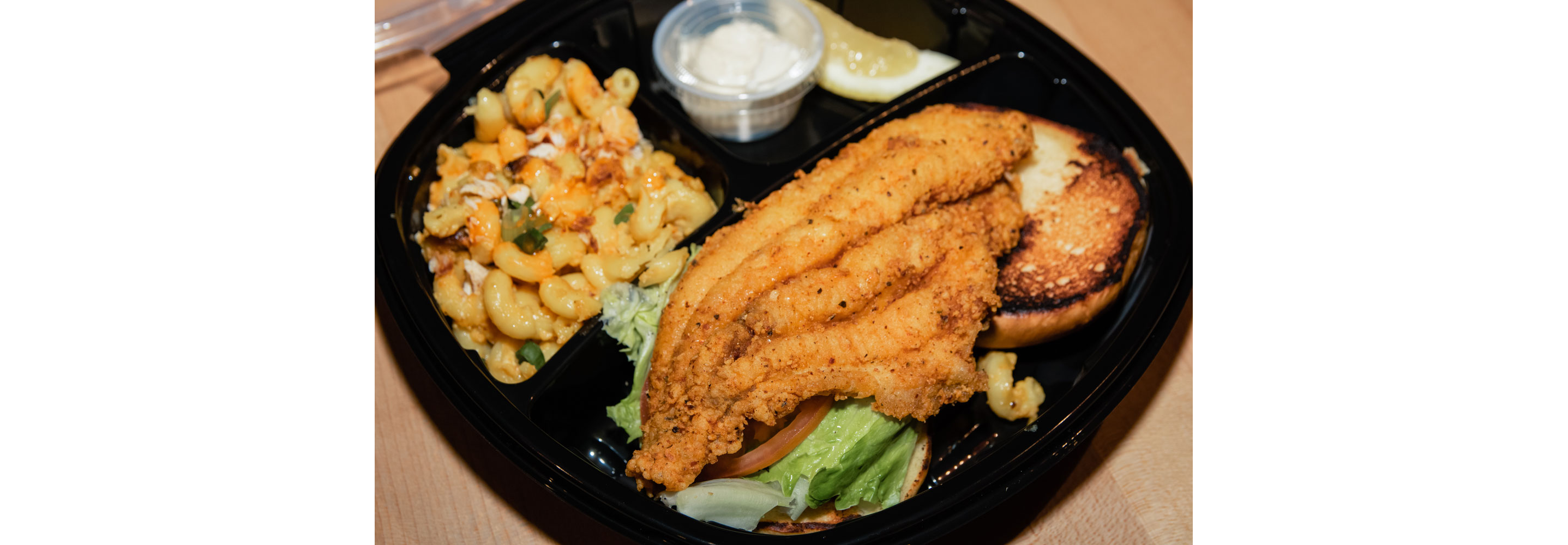 A large container of delicious soul food.