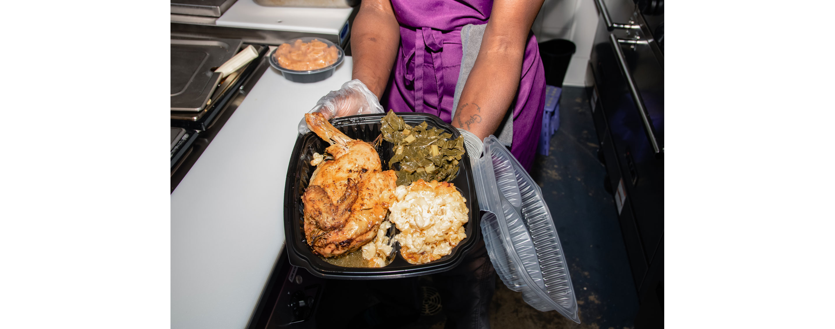 Dreamer presenting a full container of food.