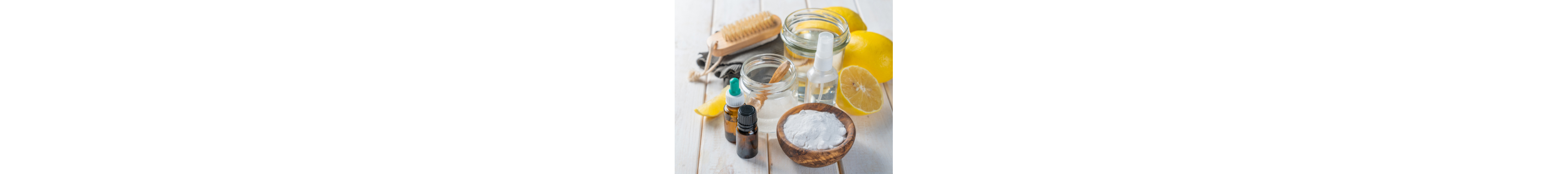 Bowl of salt, slices of lemons and spray bottles