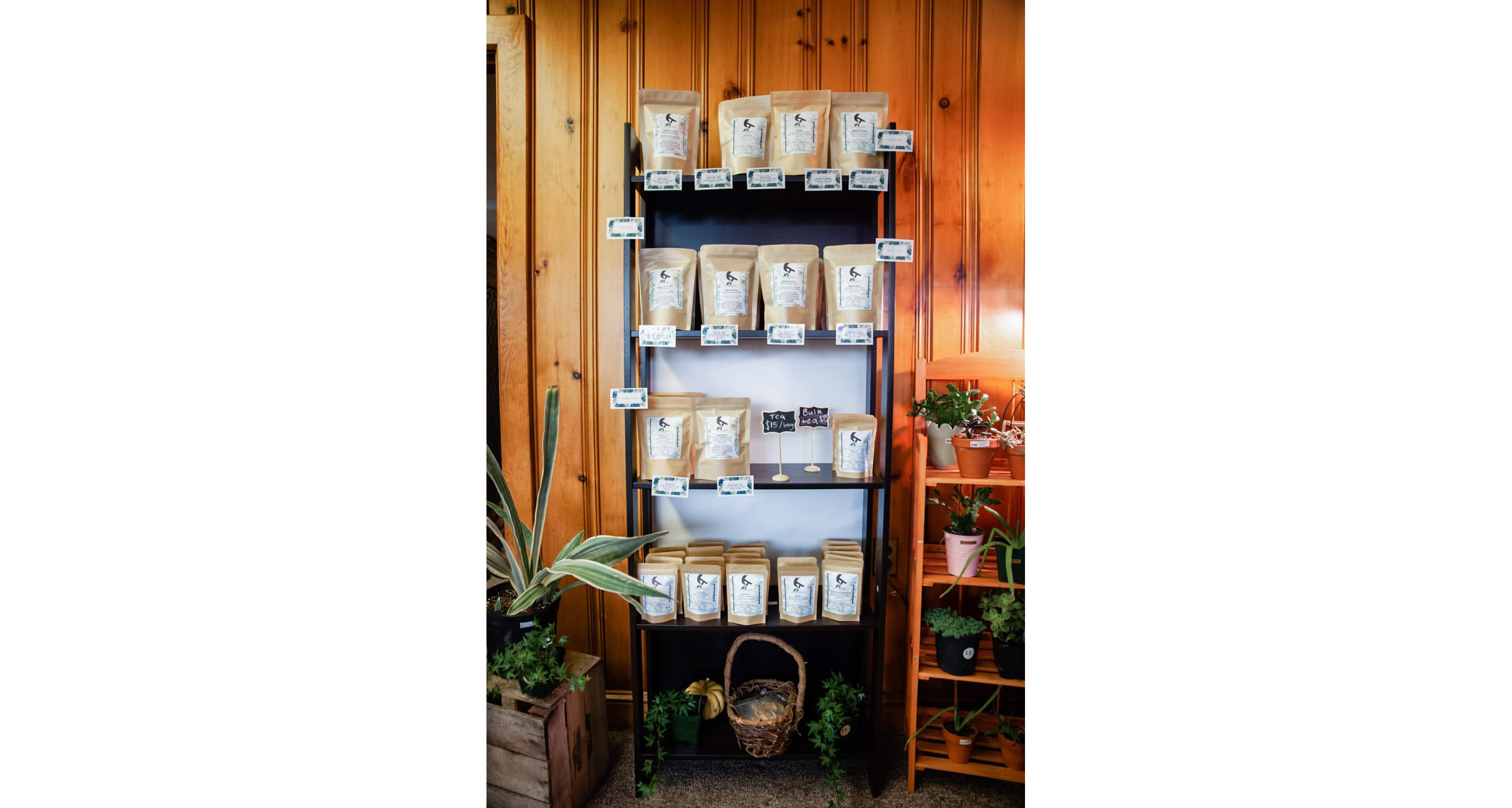 A variety of tea in individual brown bags.