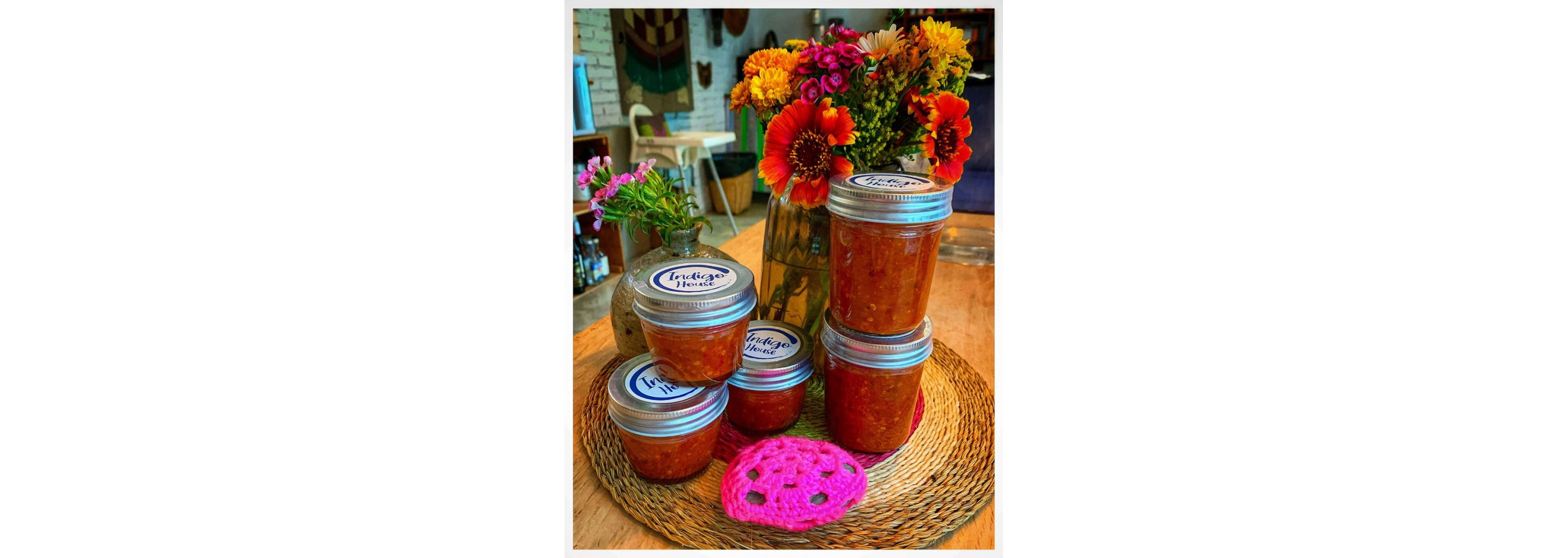 Small glass jars of chili paste.