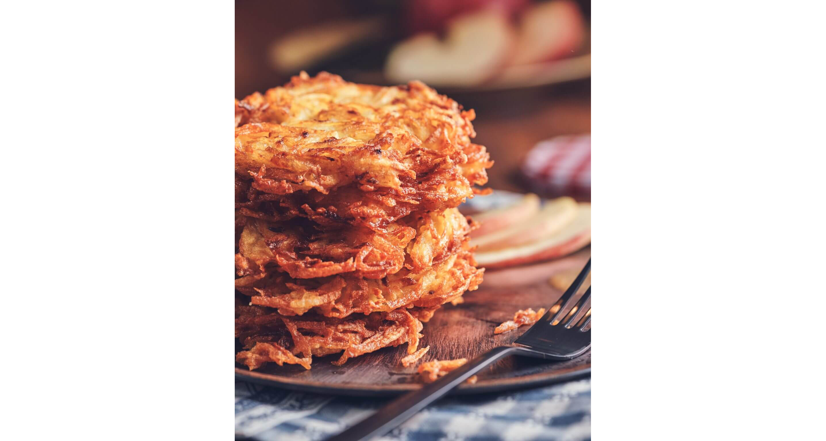 A fresh plate of crispy potato pancakes.