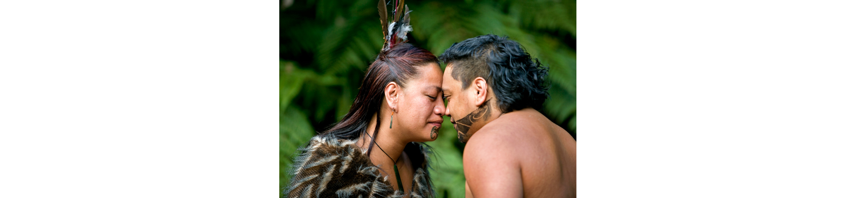 A beloved, traditional greeting between a Maori man and woman.