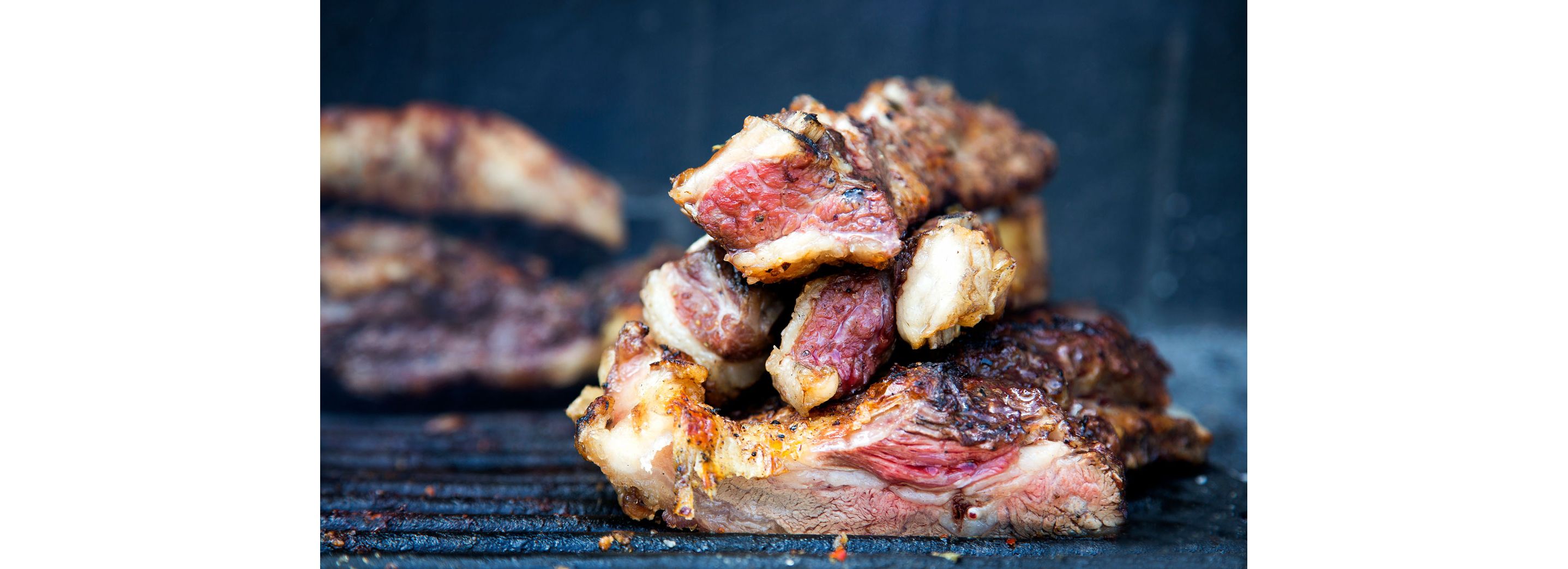 Grilled meat.