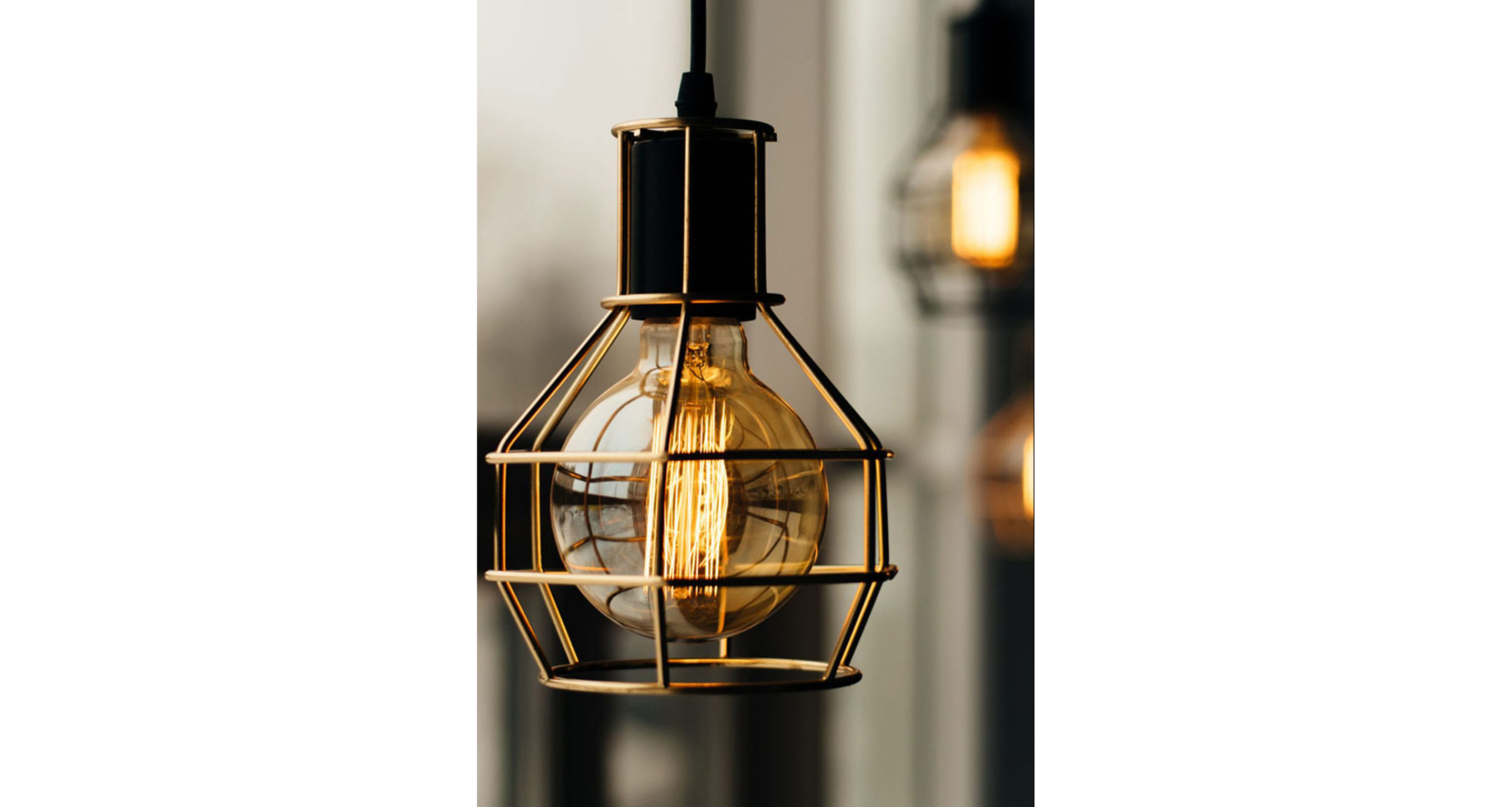 An industrial-style ceiling lamp.