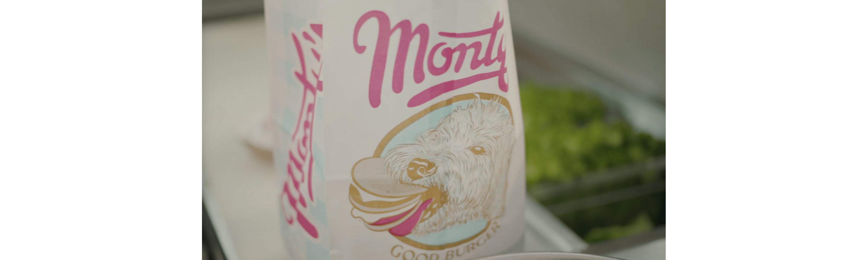 A paperbag from Monty’s Good Burger.