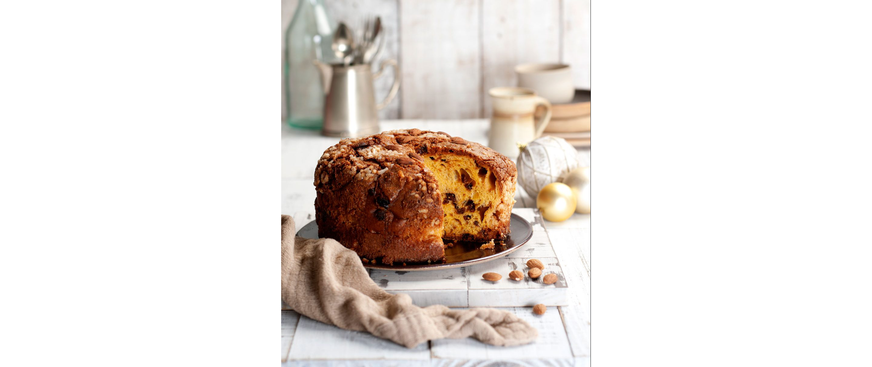 Italian Christmas bread resting on a dish.