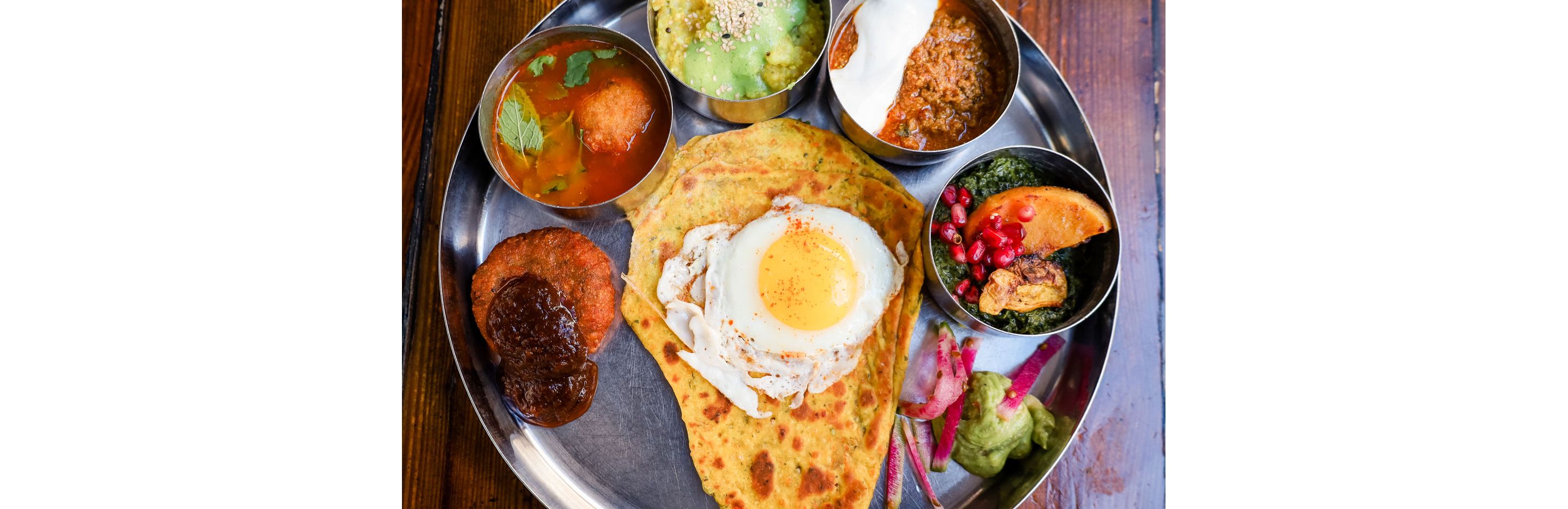 A large tray of morning thali.