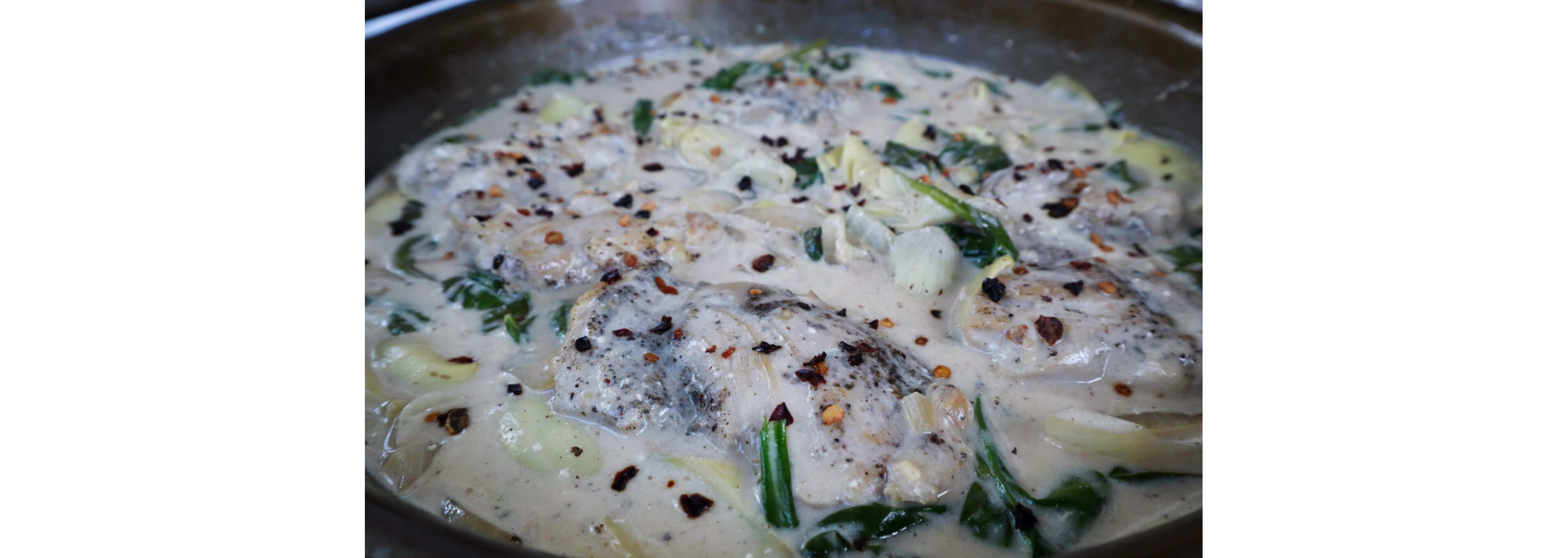 A chicken dish made with licorice tea.