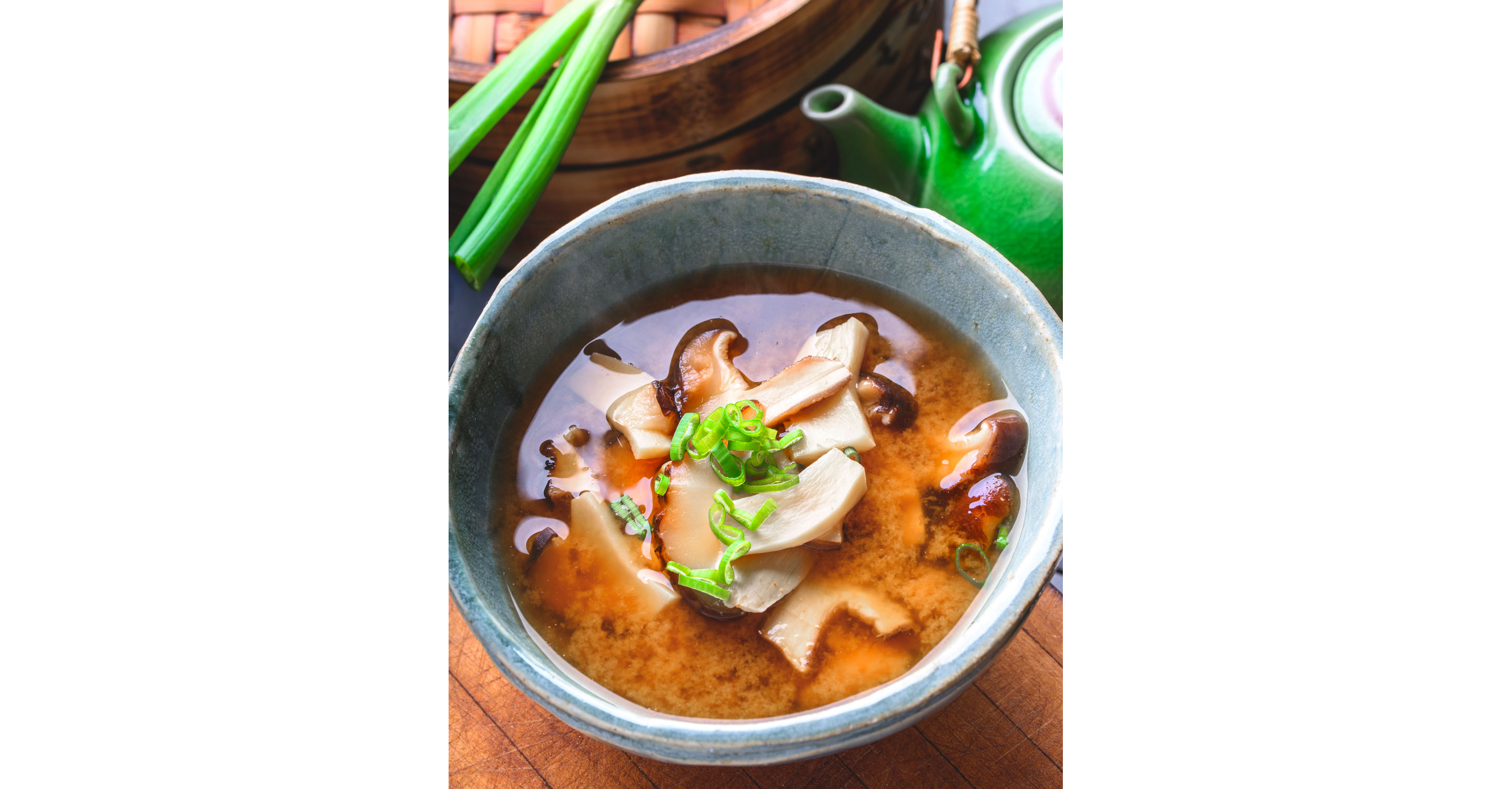 A small bowl of shiitake mushroom soup.
