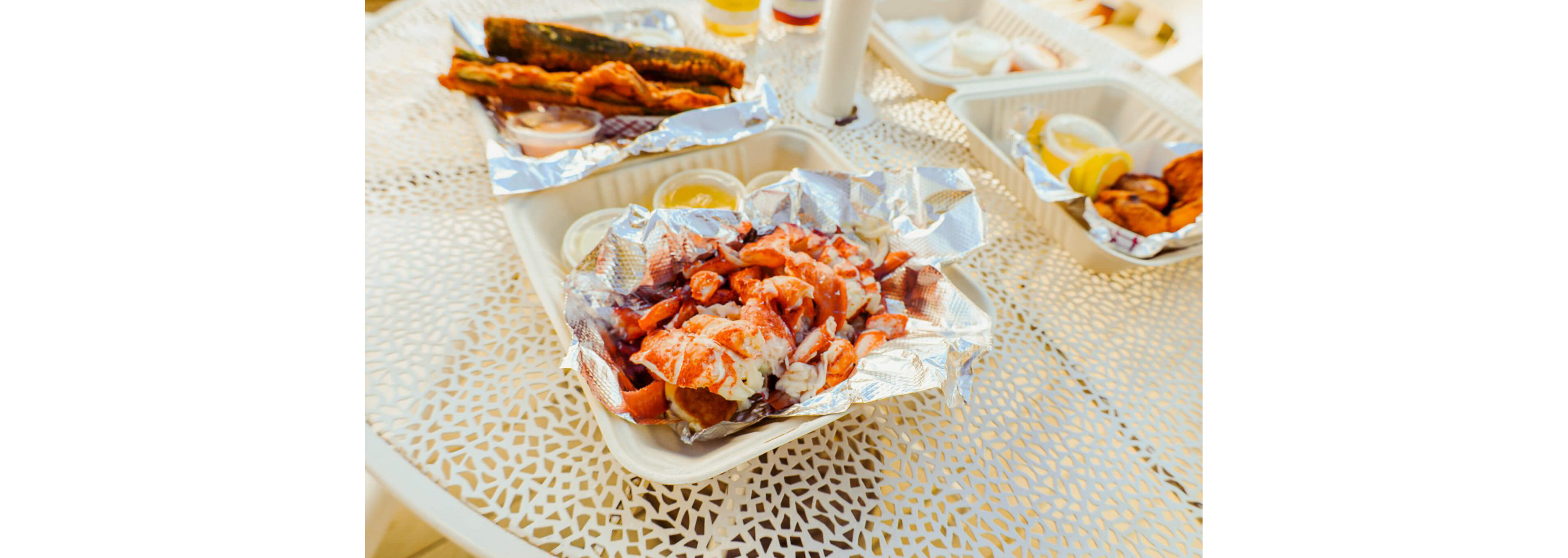 A freshly made lobster roll.
