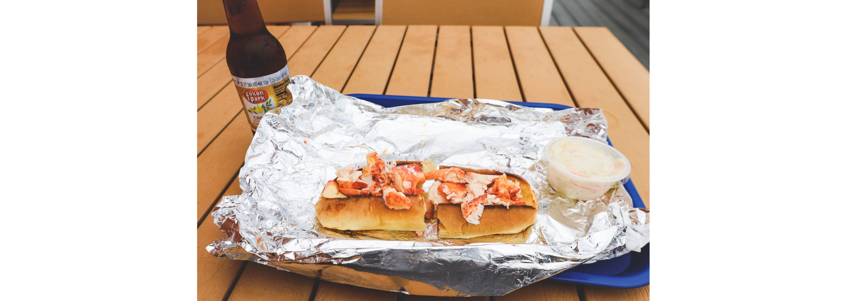 A meaty lobster roll.