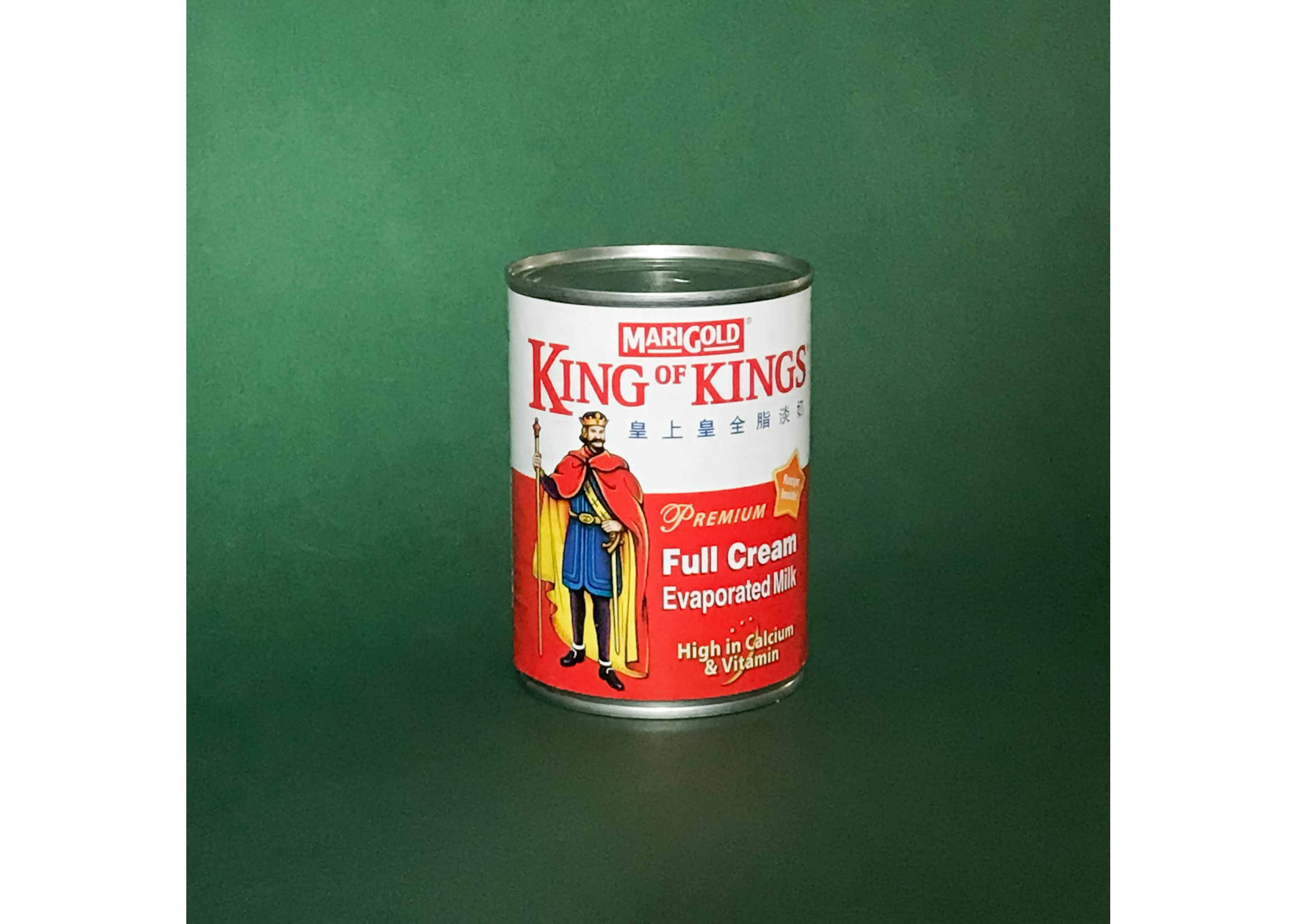 A can of Marigold King of Kings Full Cream Evaporated Milk.