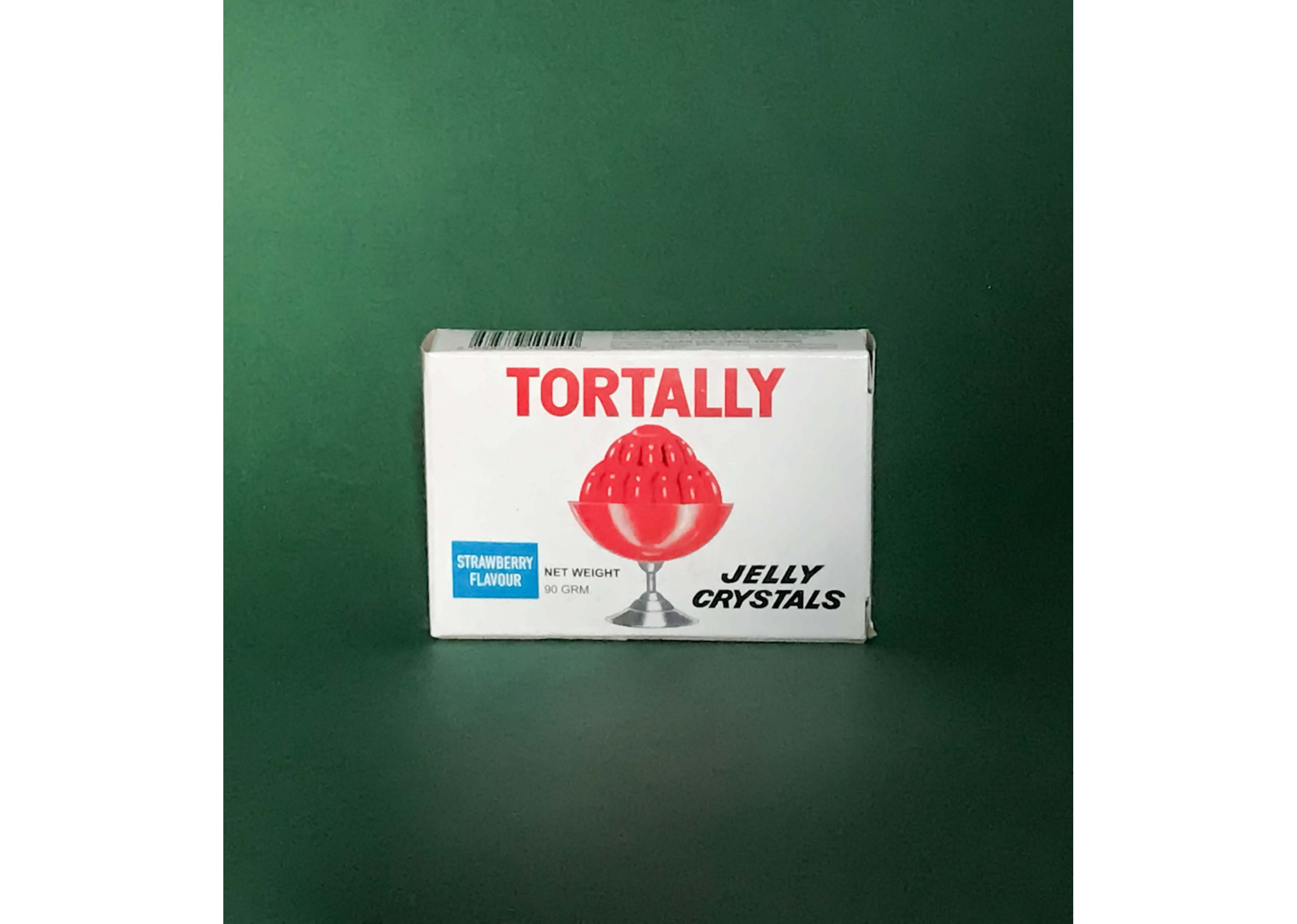 A white box of strawbery Tortally Jelly Crystals.