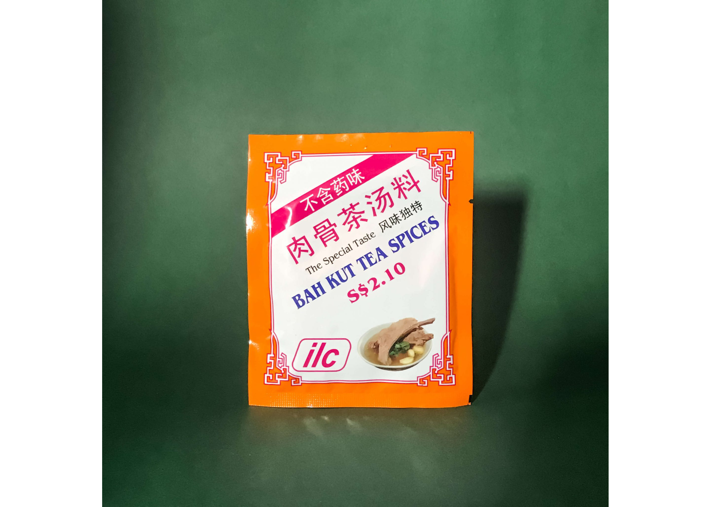 A small packet of ILC Bah Kut Tea Spices.