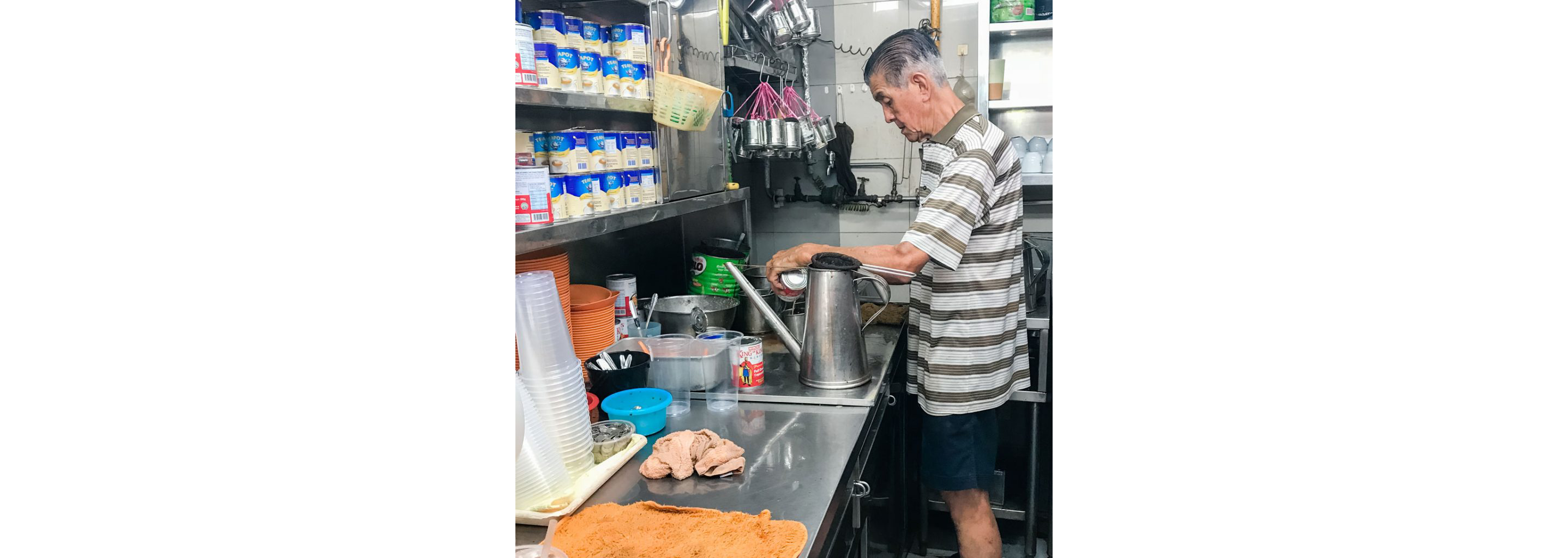 A person prepping in the kitchen.
