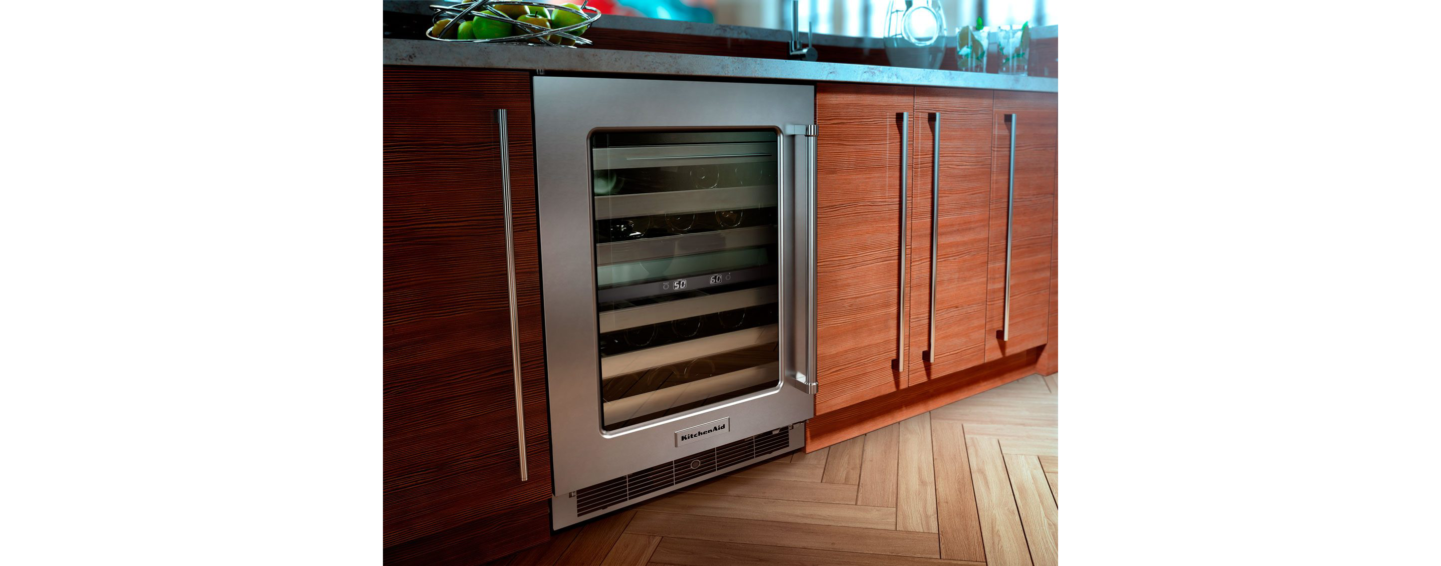 A KitchenAid® undercounter refrigerator.