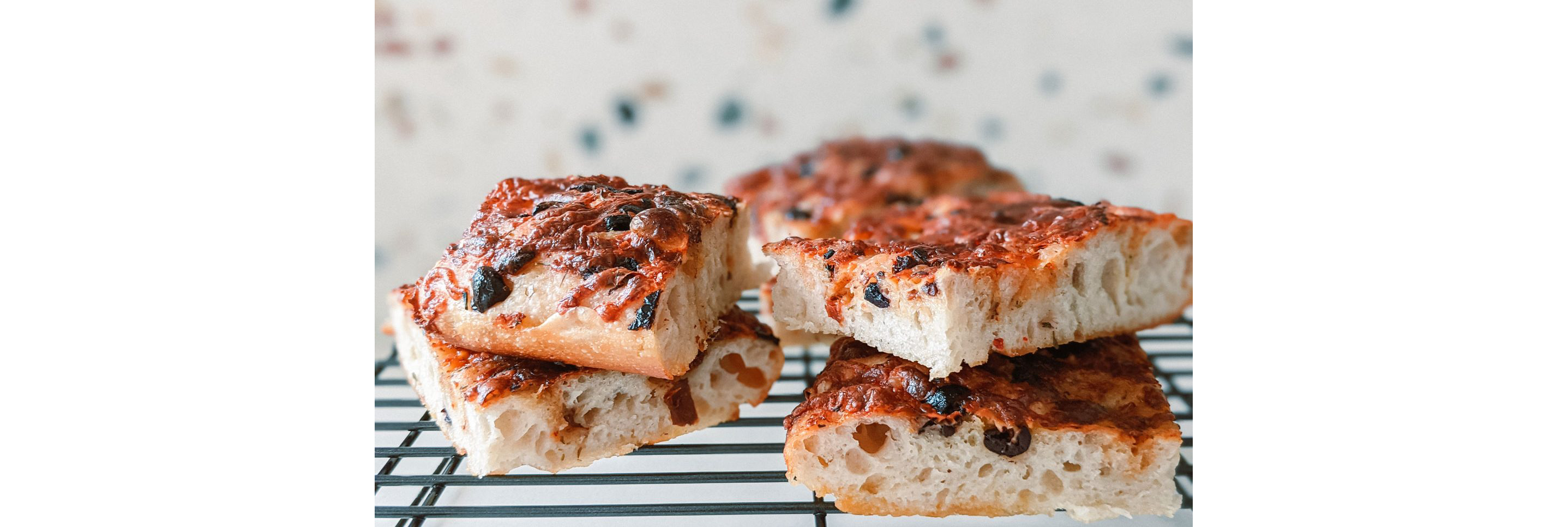 Freshly baked focaccia bread.