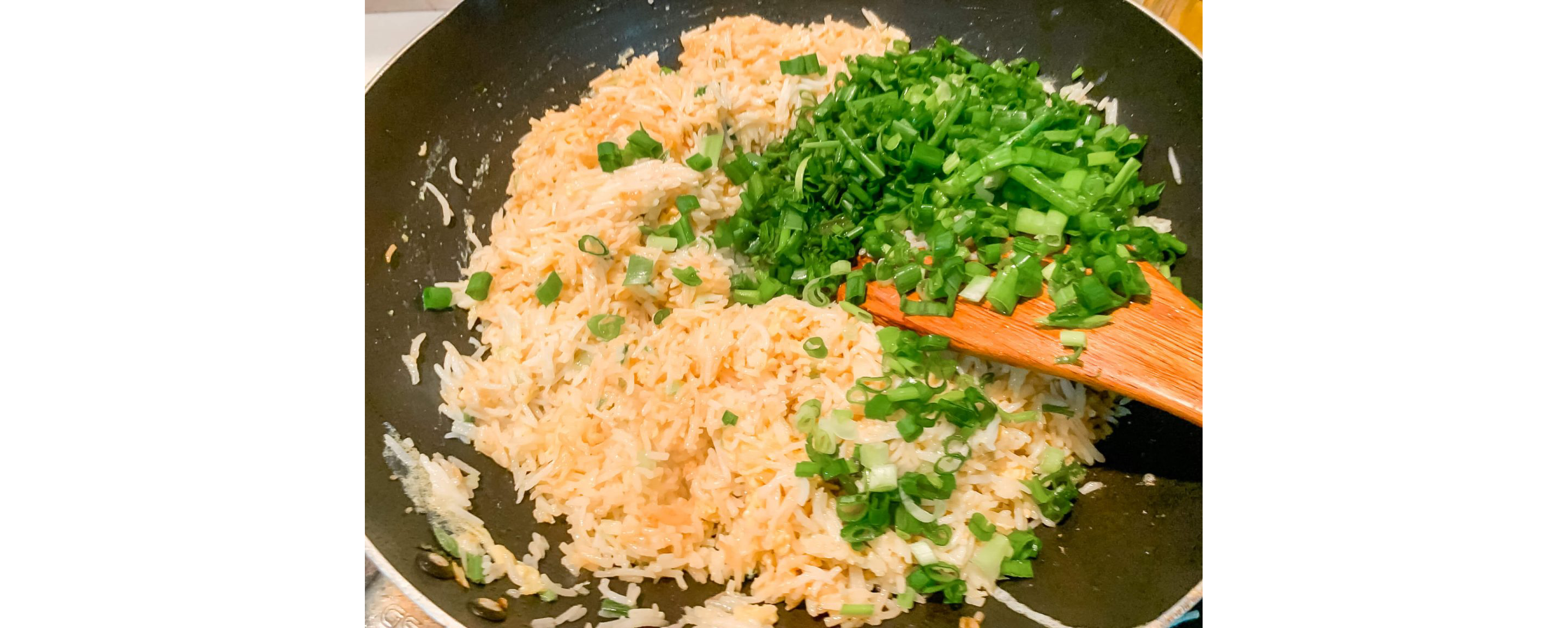 Freshly made egg fried rice.