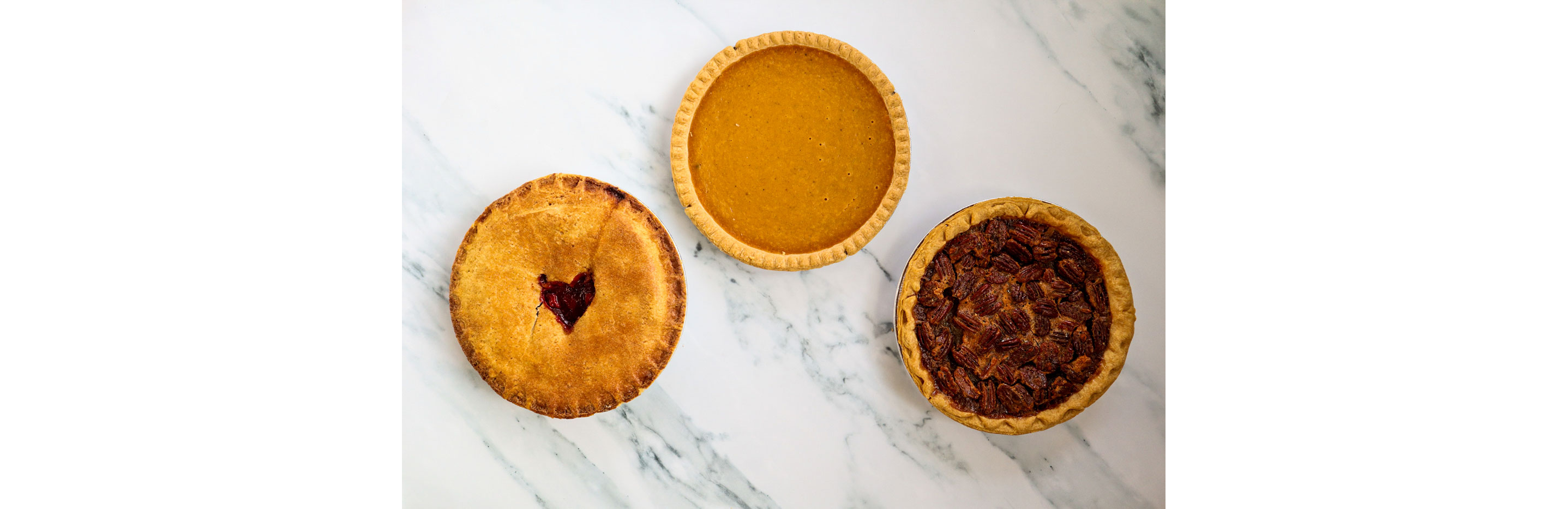 Three baked pies.