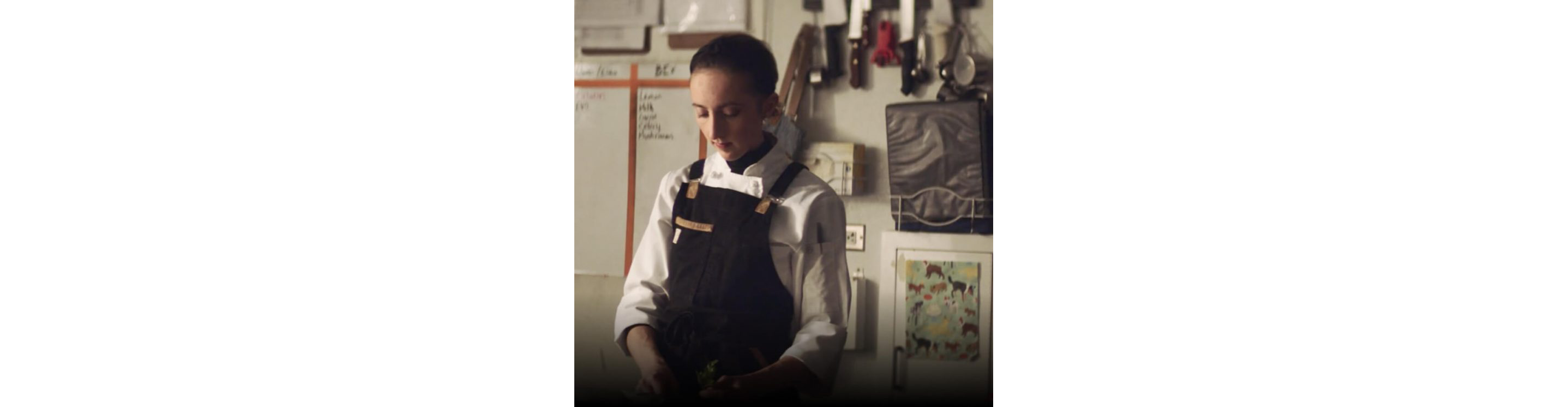 Karyn Tomlinson prepping herbs.