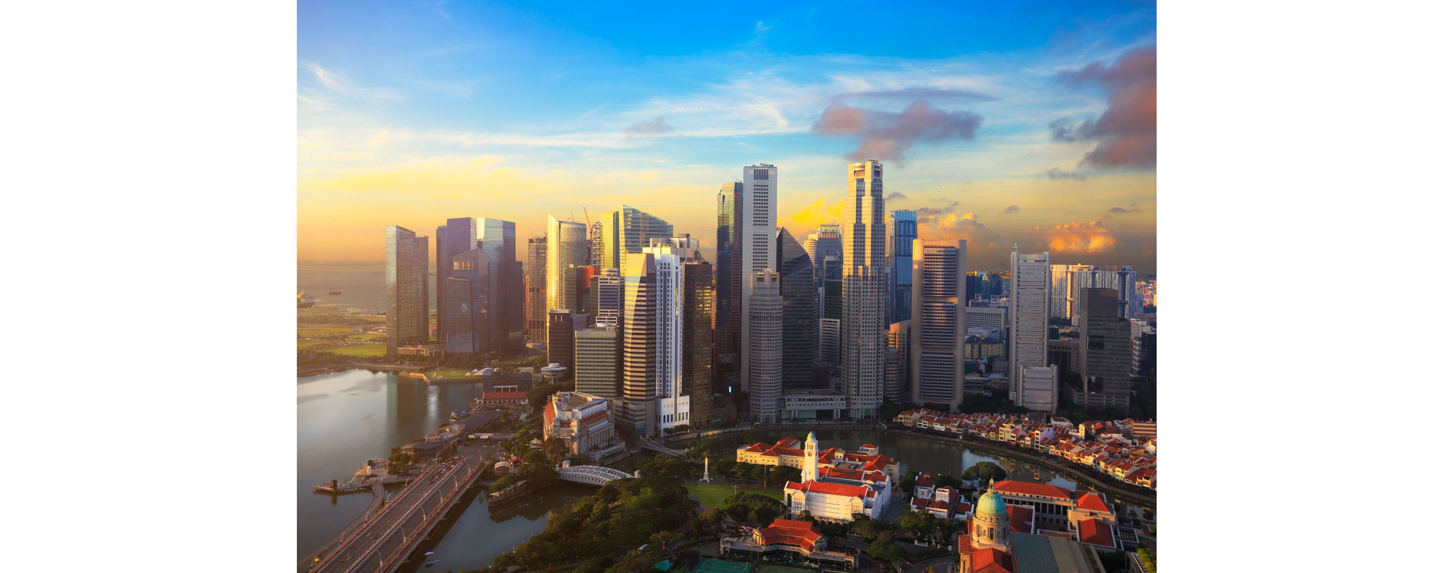 The beautiful cityscape of Singapore basked in the afternoon sun.