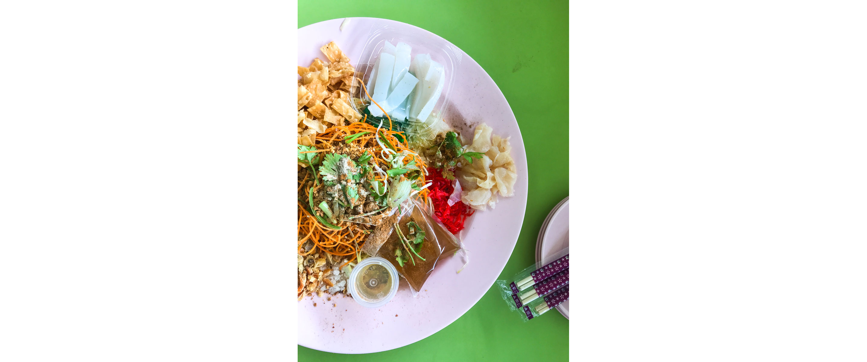 Yusheng served on a plate.