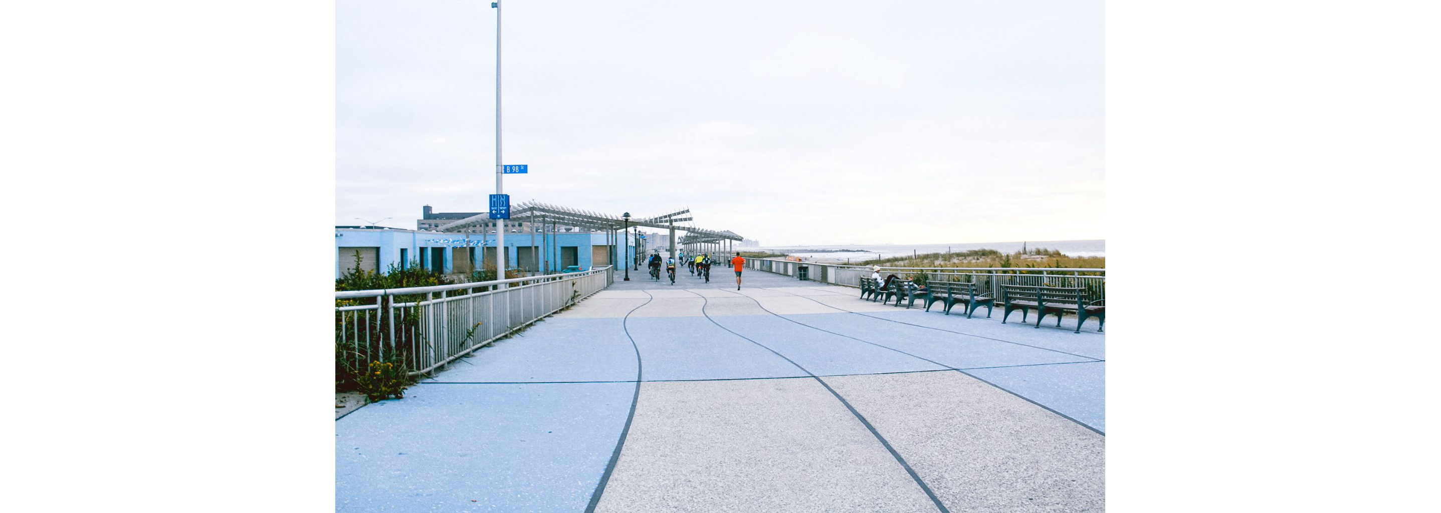 Boardwalk along a beach.
